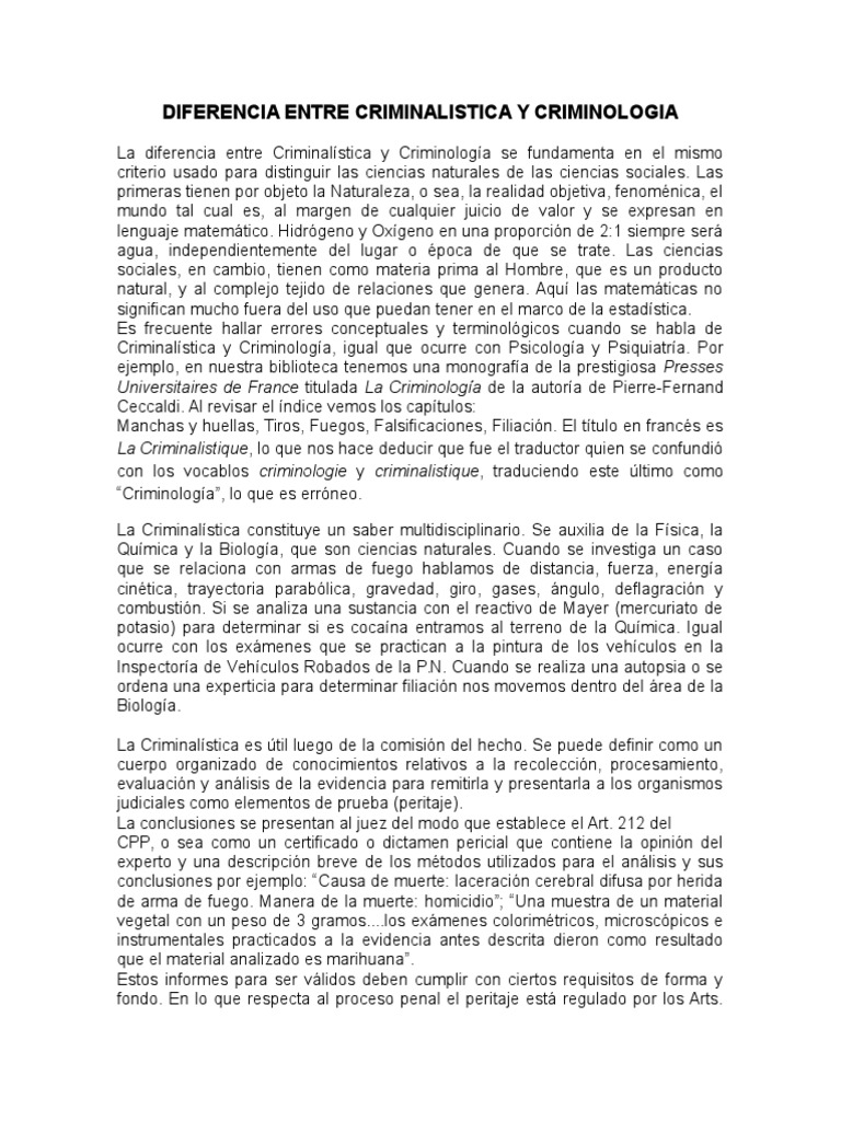 La Diferencia Entre Criminalística y Criminología