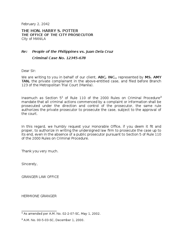 Authority Request for Private Prosecution | PDF