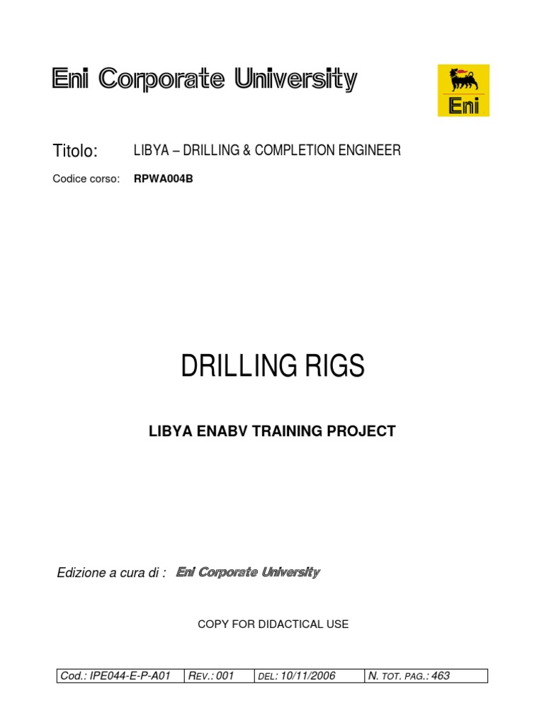 Drilling Rigs Training Manual | PDF | Pump | Drilling Rig