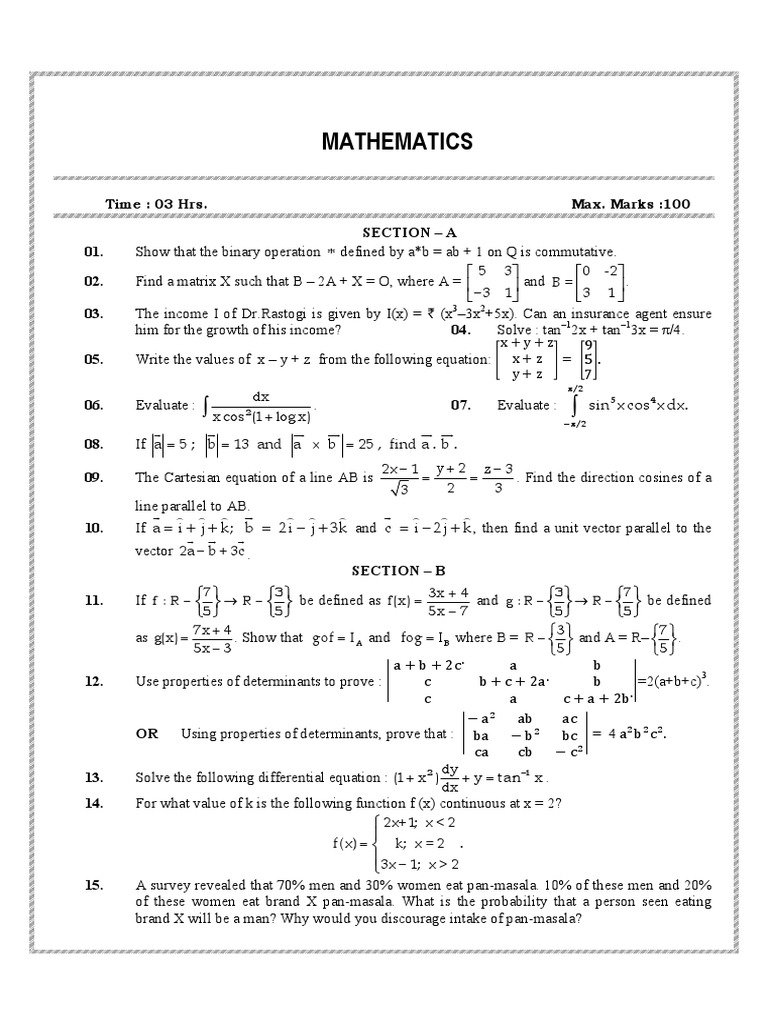 Mathematics Exam Questions and Solutions | PDF | Trigonometric ...