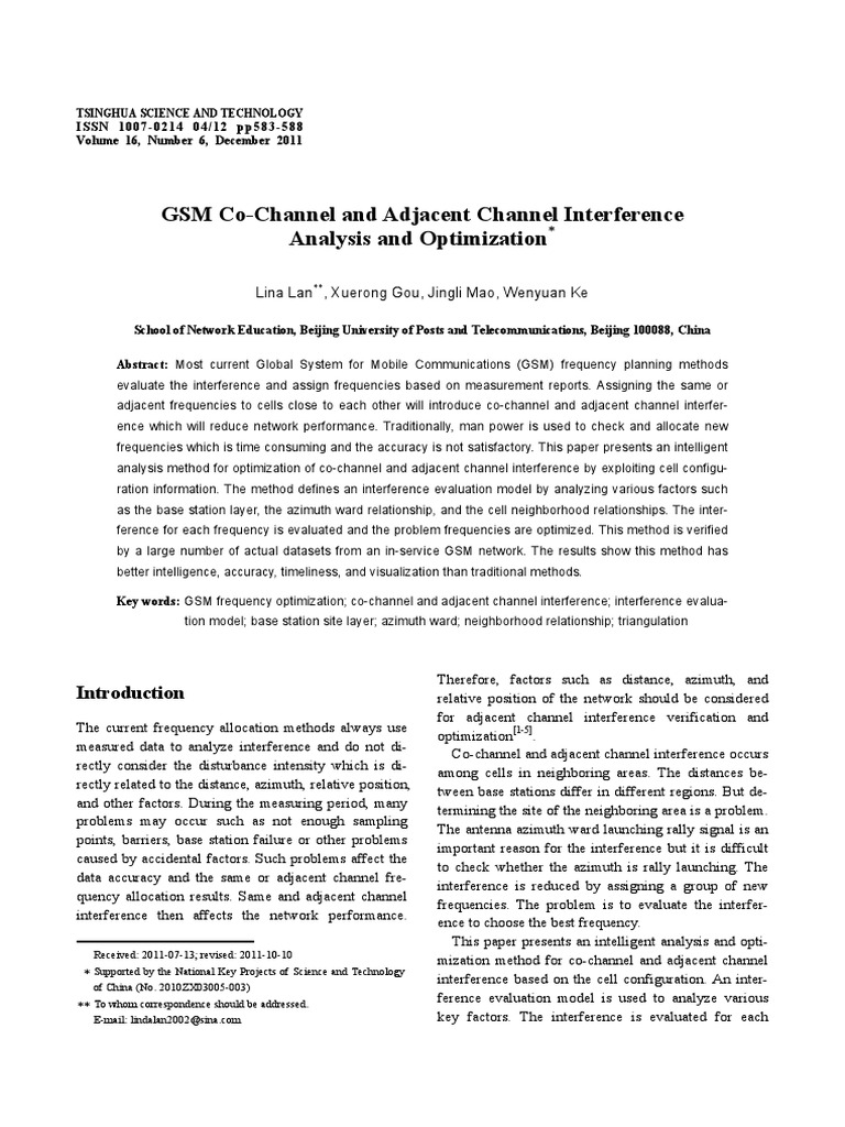 GSM Interference Analysis and Optimization | PDF | Science & Mathematics