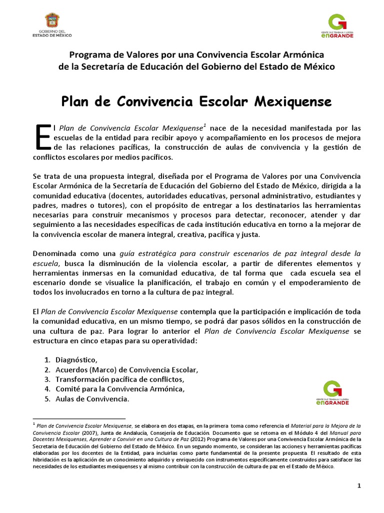 Plan de Convivencia Escolar 2025 | PDF | Conflicto (proceso ...