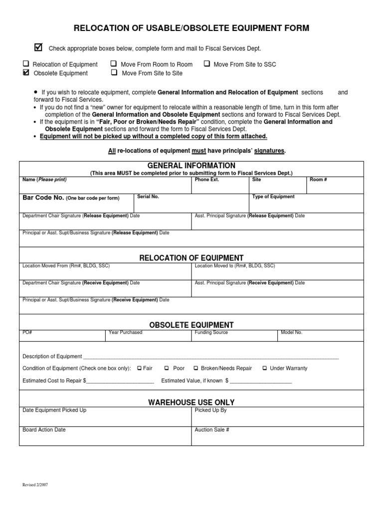 Obsolete Equipment Form | PDF