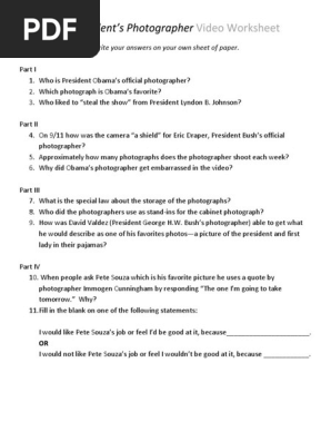 The Presidents Photographer Video Worksheet