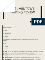 Argumentative Writing Review