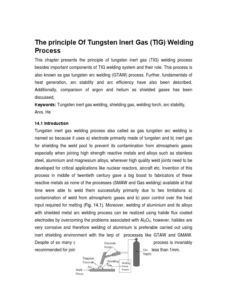 The Principle of Tungsten Inert Gas TIG Welding Process PDF