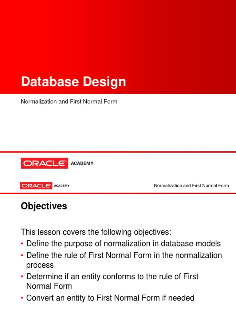 First Normalization For Oracle Academy | PDF