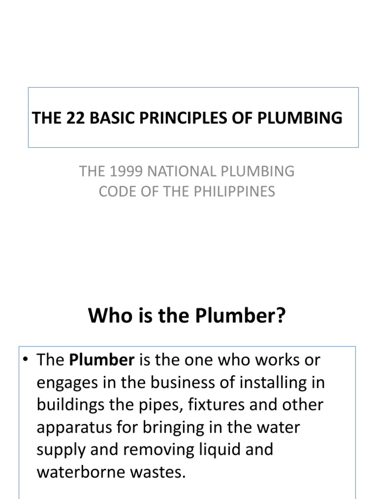 2014 003 The 22 Basic Principles of Plumbing PDF Plumbing Tap