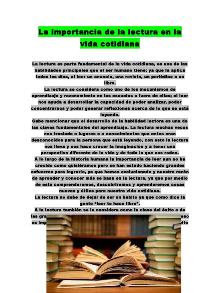 La Importancia de La Lectura en La Vida Cotidiana