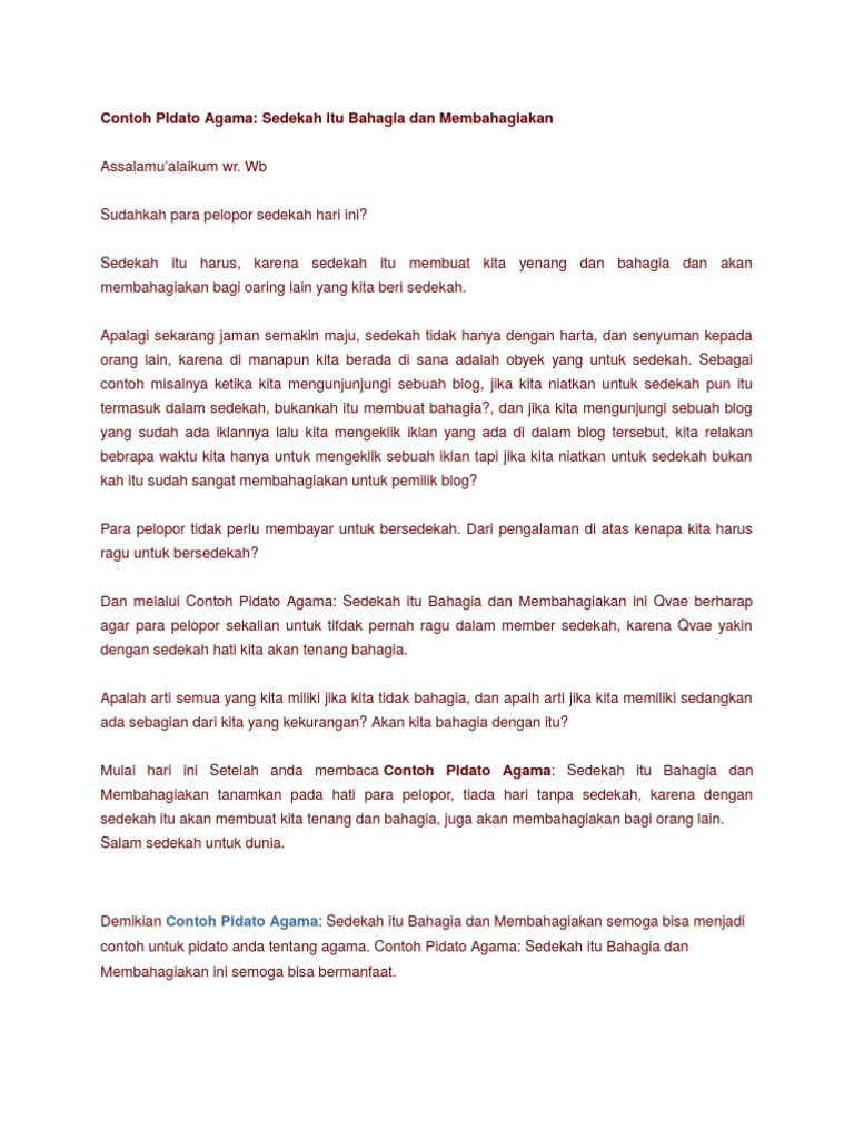 24+ Contoh ceramah agama tentang sedekah terbaru mudah dihafal