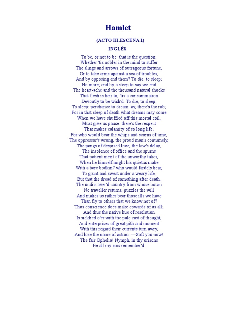 Hamlet Soliloquio | PDF | Derecho | Poesía