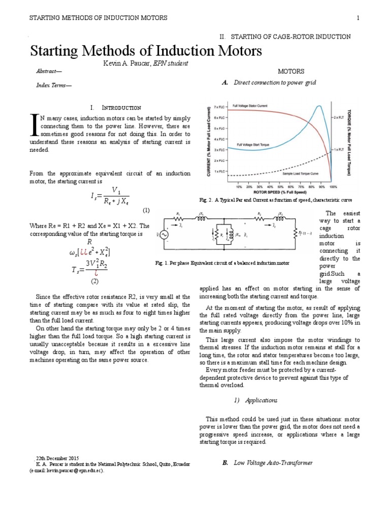 Starting Methods of Induction Motors PDF Note (Typography) Citation