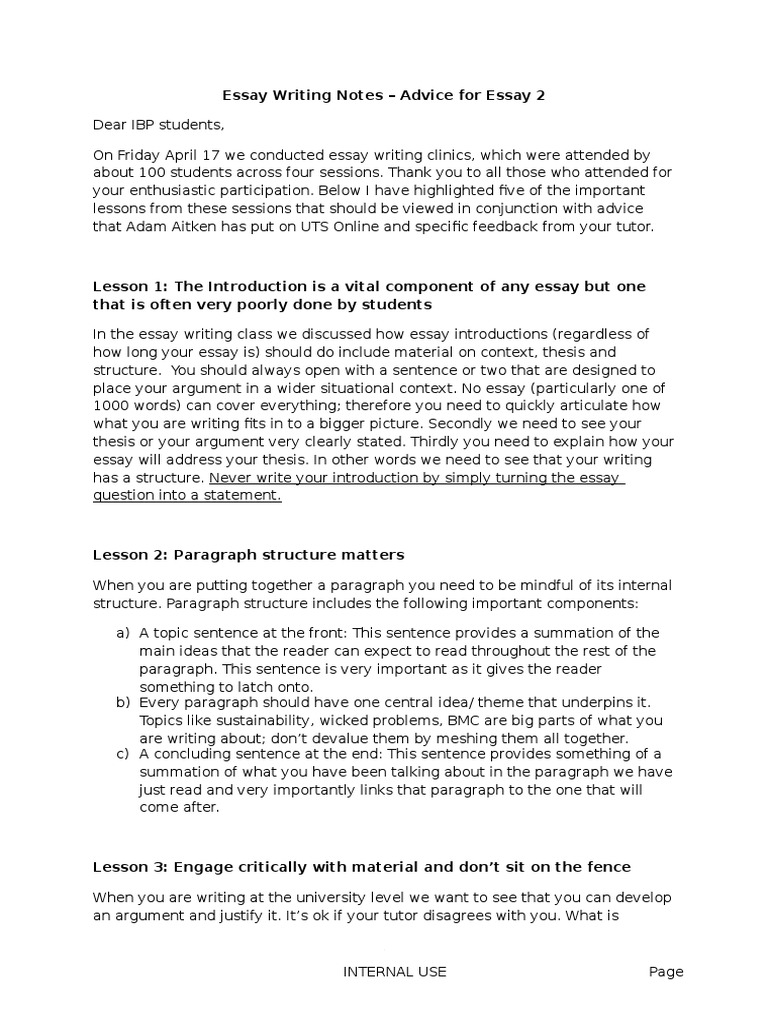 Essay Writing Notes - For Distribution | Ambiguity | Essays