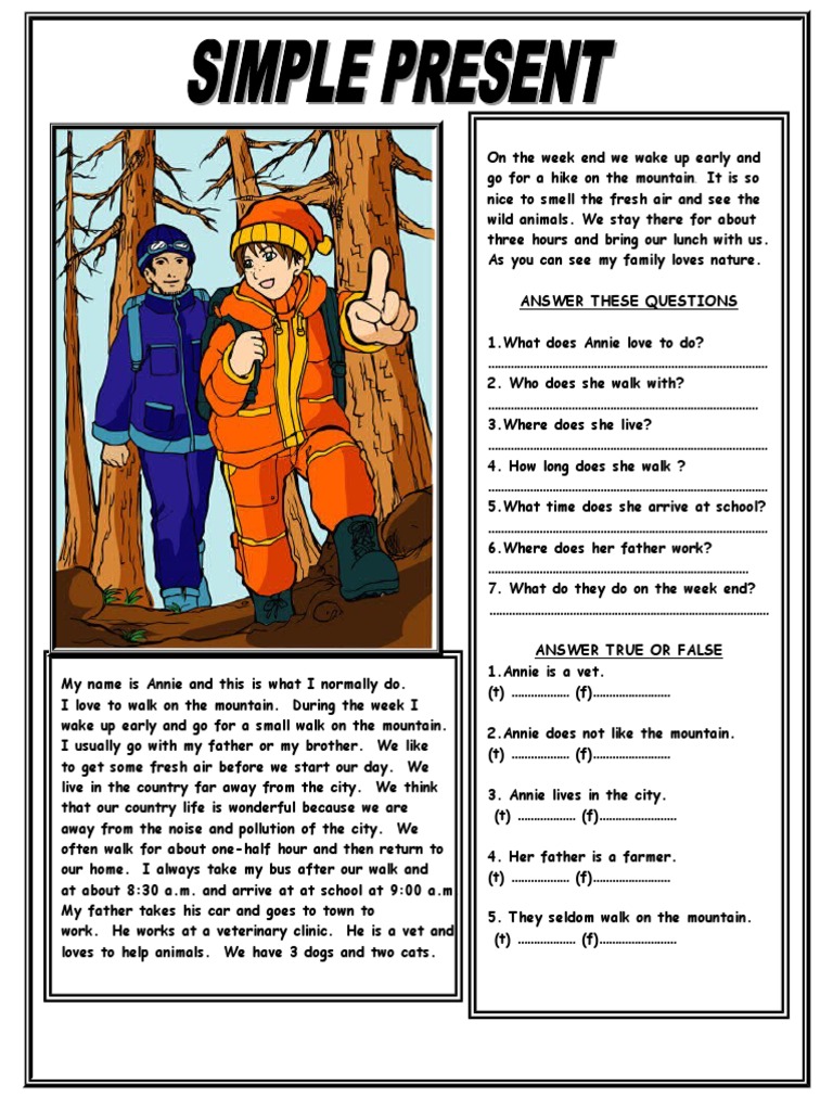 Simple Present Reading Comprehension Text | PDF | Veterinary Physician