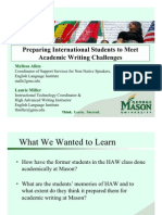 Preparing International Students to Meet Academic Writing Challenges -- results from a study @ George Mason University's ELI