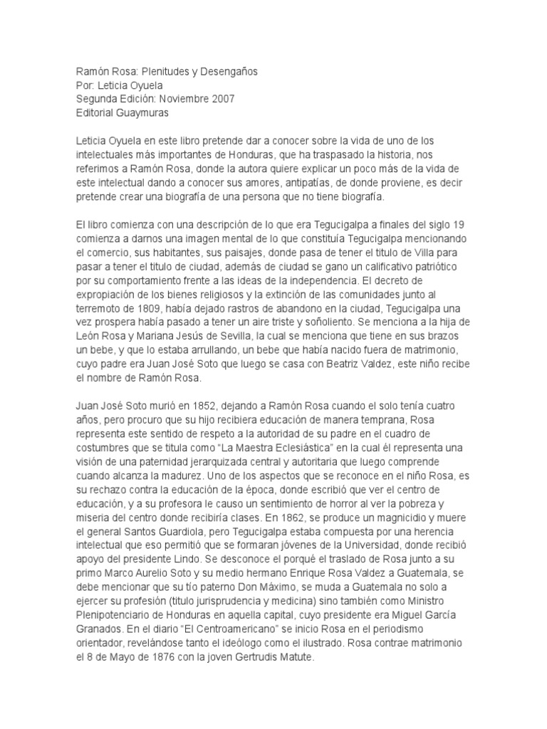 Biografía de Ramón Rosa en Honduras | PDF | Guatemala | Política (general)