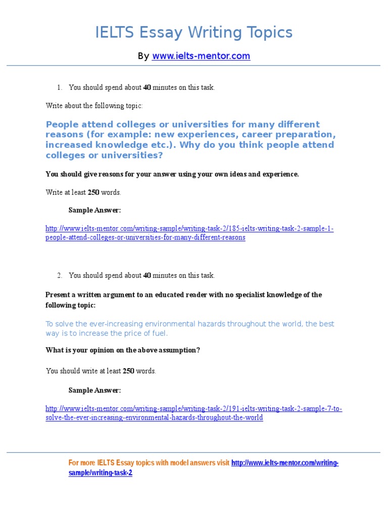 IELTS Essay Writing Topics & Samples | PDF | Essays | News