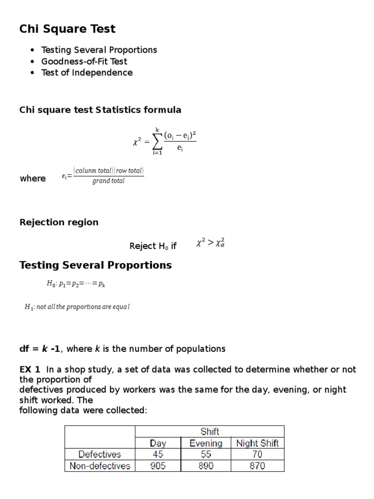 Chi Square Test Methods and Examples | PDF