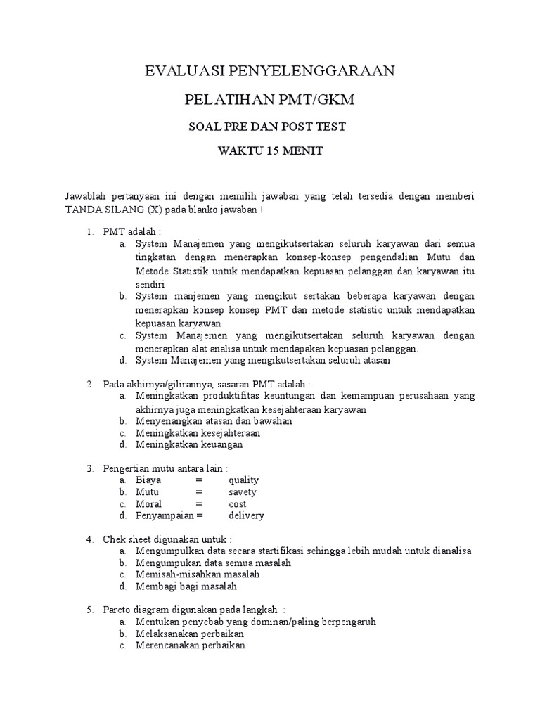 Pretes Dan Post Test Gugus Kendali Mutu