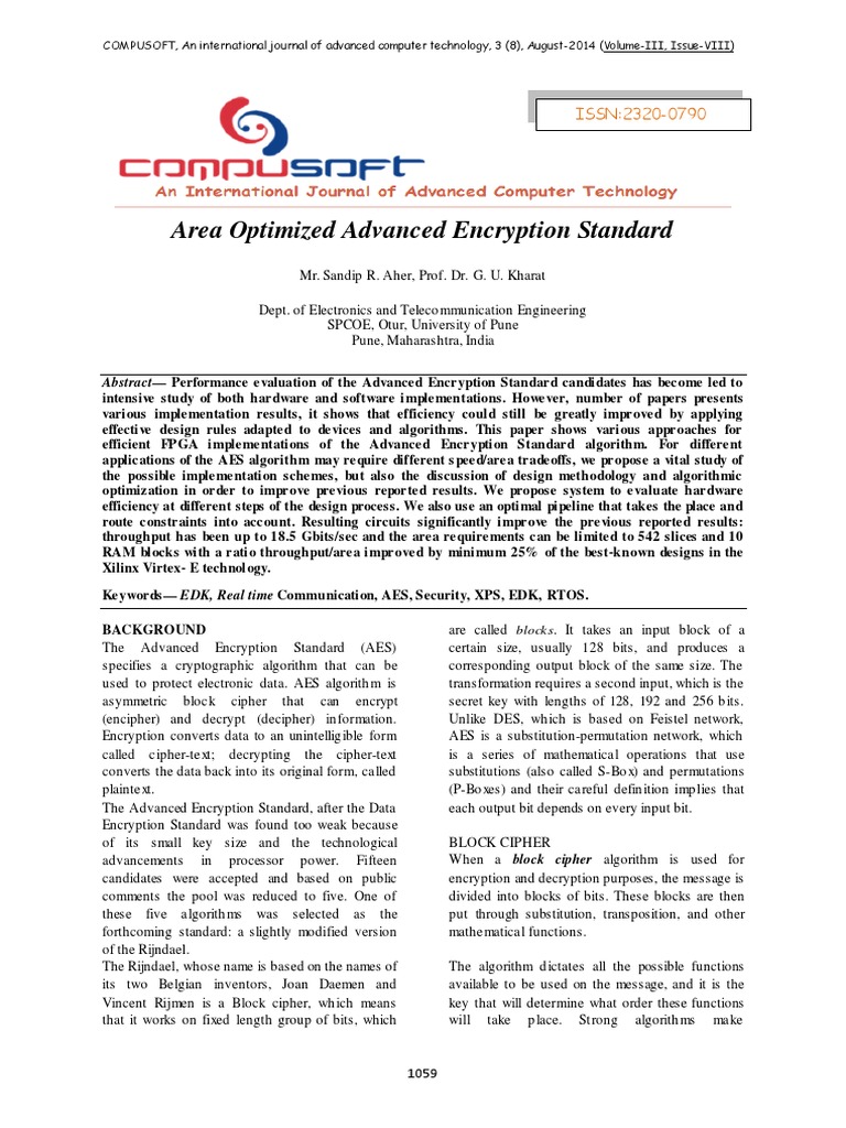 Optimizing AES for FPGA Implementations | PDF | Cipher | Cryptography