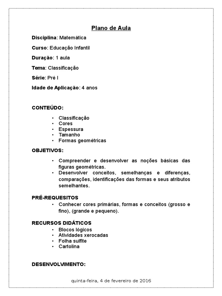 Plano de Aula | PDF