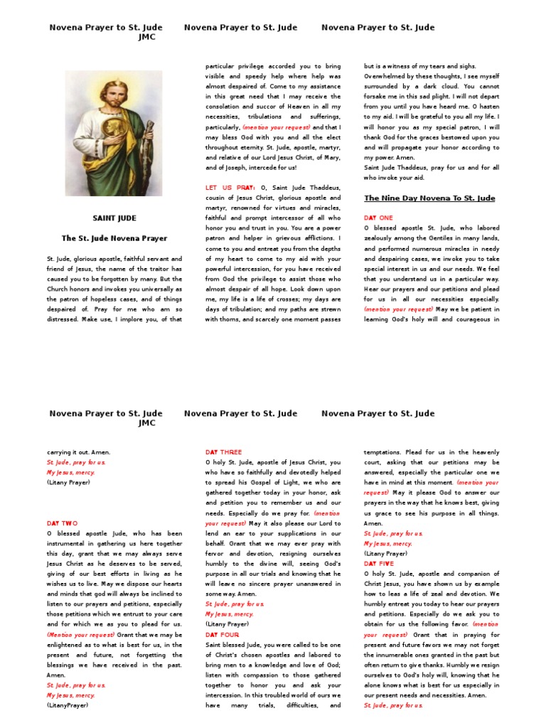ST Jude Tha Deus Novena Mercy Prayer