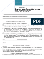 Notice of Termination From Tenant To Lessor: Form 22