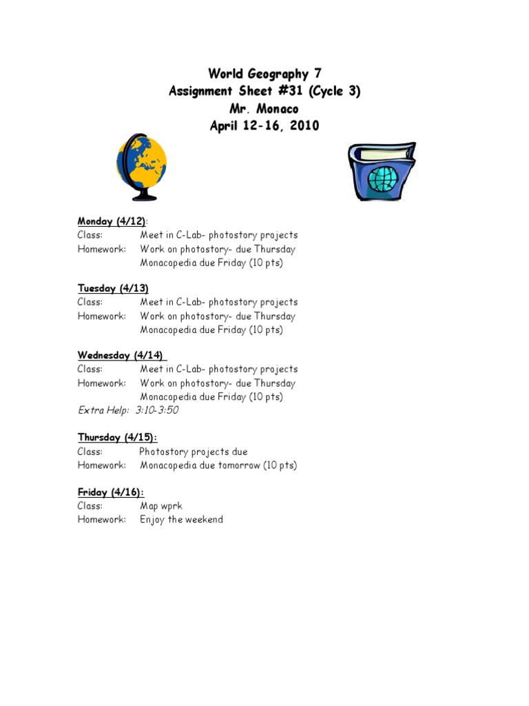 World Geography Assignment Sheet 31 | PDF | Teaching Methods & Materials
