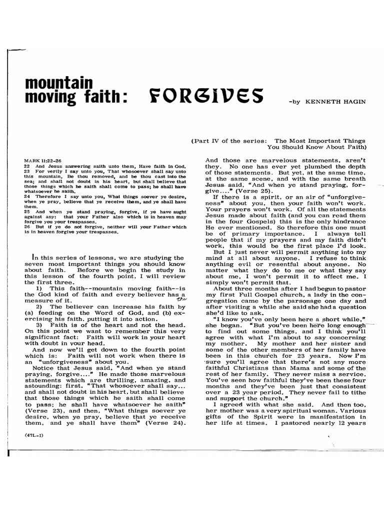 E Hagin Leaflet Mountain Moving Faith PDF Ten