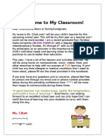 My Classroom Letter