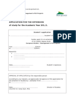 Application For The Extension of Study For The Academic Year 201./1