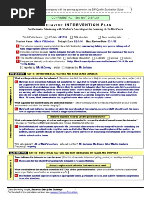 behavior intervention plan