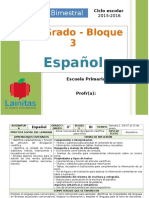 Plan 3er Grado - Bloque 3 Español (2015-2016)