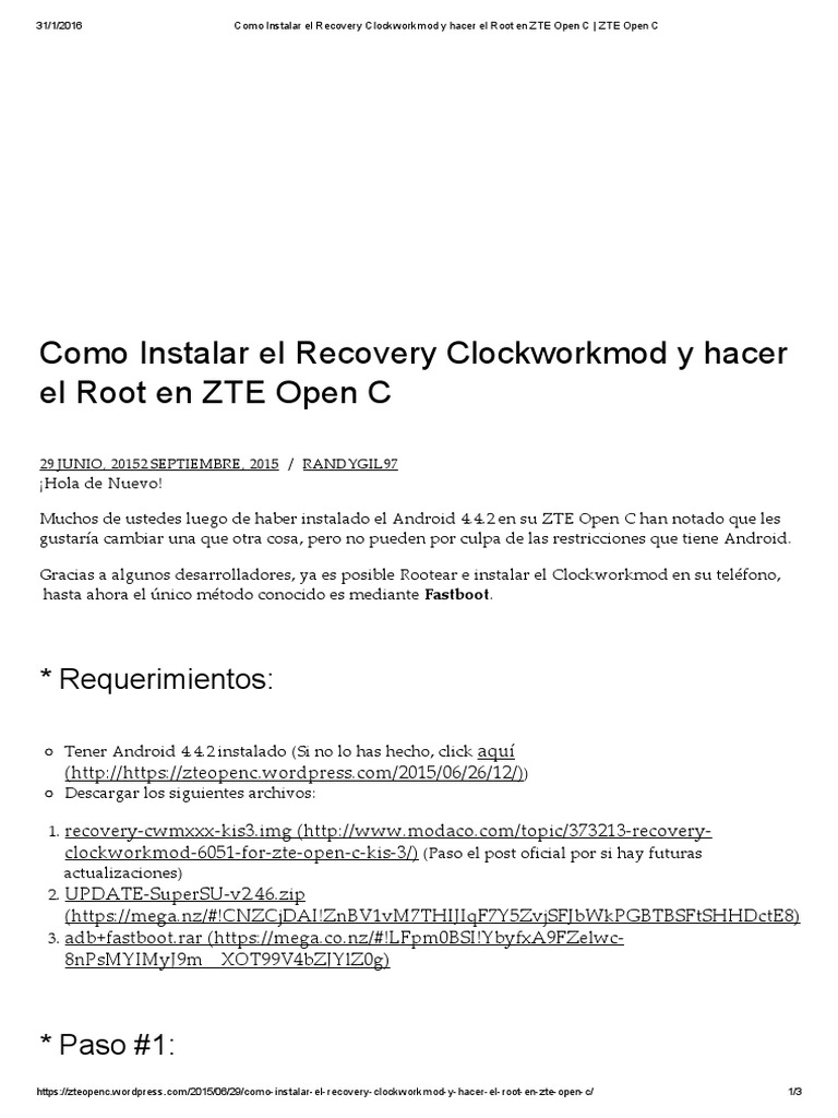 Como Instalar El Recovery Clockworkmod y Hacer El Root en ZTE Open C