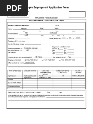 employment application