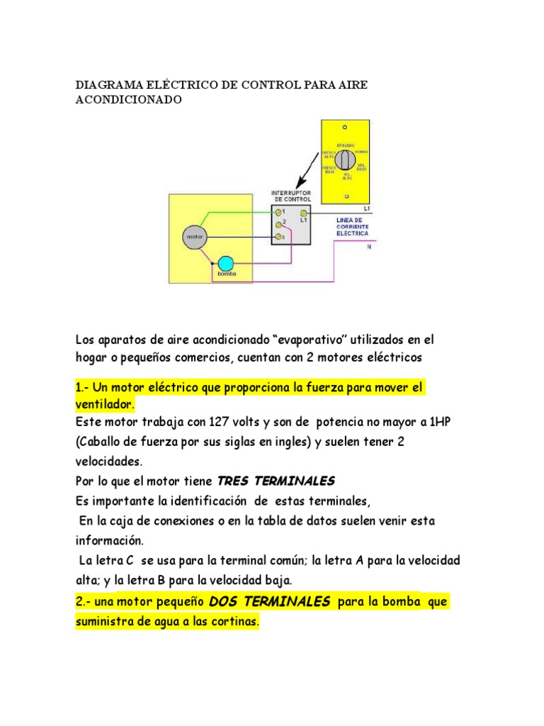 Diagrama Eléctrico de Control para Aire Acondicionado | PDF