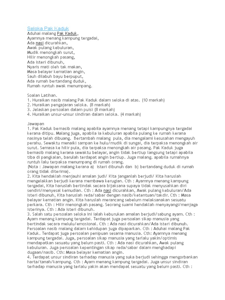 Seloka Pak Kaduk Pdf