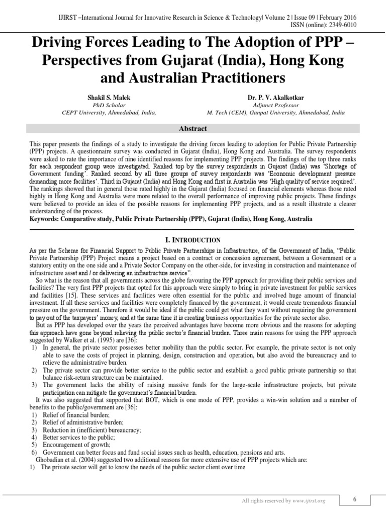 Driving Forces for PPP Adoption in India, HK, Australia | PDF | Public ...