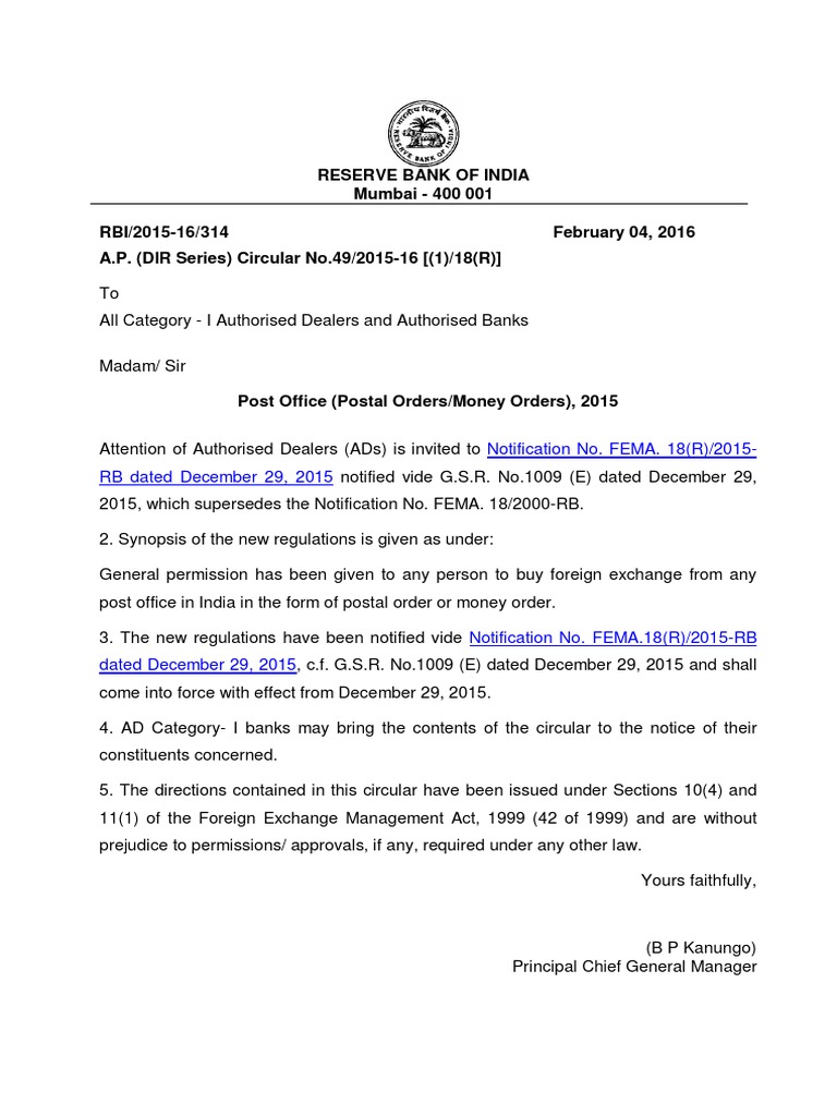 Post Office Money Order Regulations 2016 | PDF | Finance & Money ...