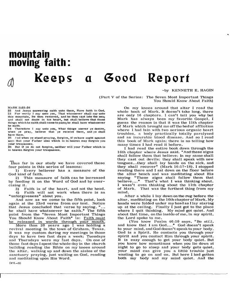 E Hagin Leaflet Mountain Moving Faith Keeps A Good Report