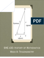 SME 430: History of Mathematics Week 9: Trigonometry