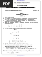 Fourth Semester Probability and Queuing Theory Two Marks With Answers Regulation 2013