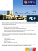 MBA in Manufacturing Management