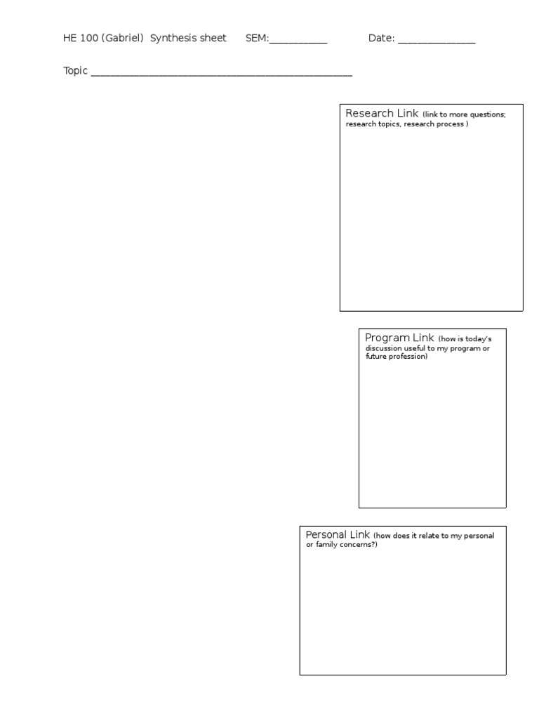 Synthesis Sheet for Research Topics | PDF | Social Science | Art