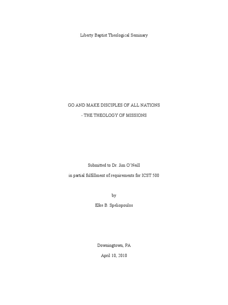 Theology Of Missions Pdf Christian Mission Monotheism