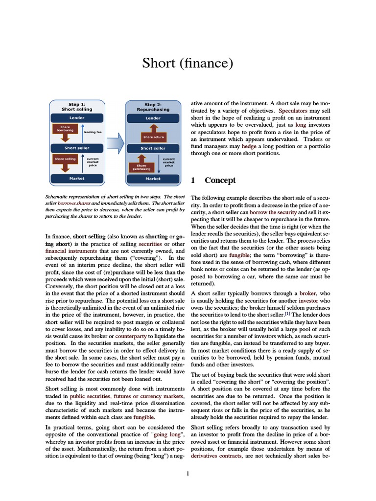 Short (Finance) PDF Short (Finance) Securities Lending