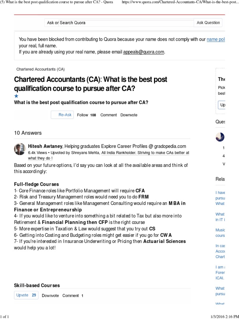 (5) What is the Best Post Qualification Course to Pursue After CA_ Quora