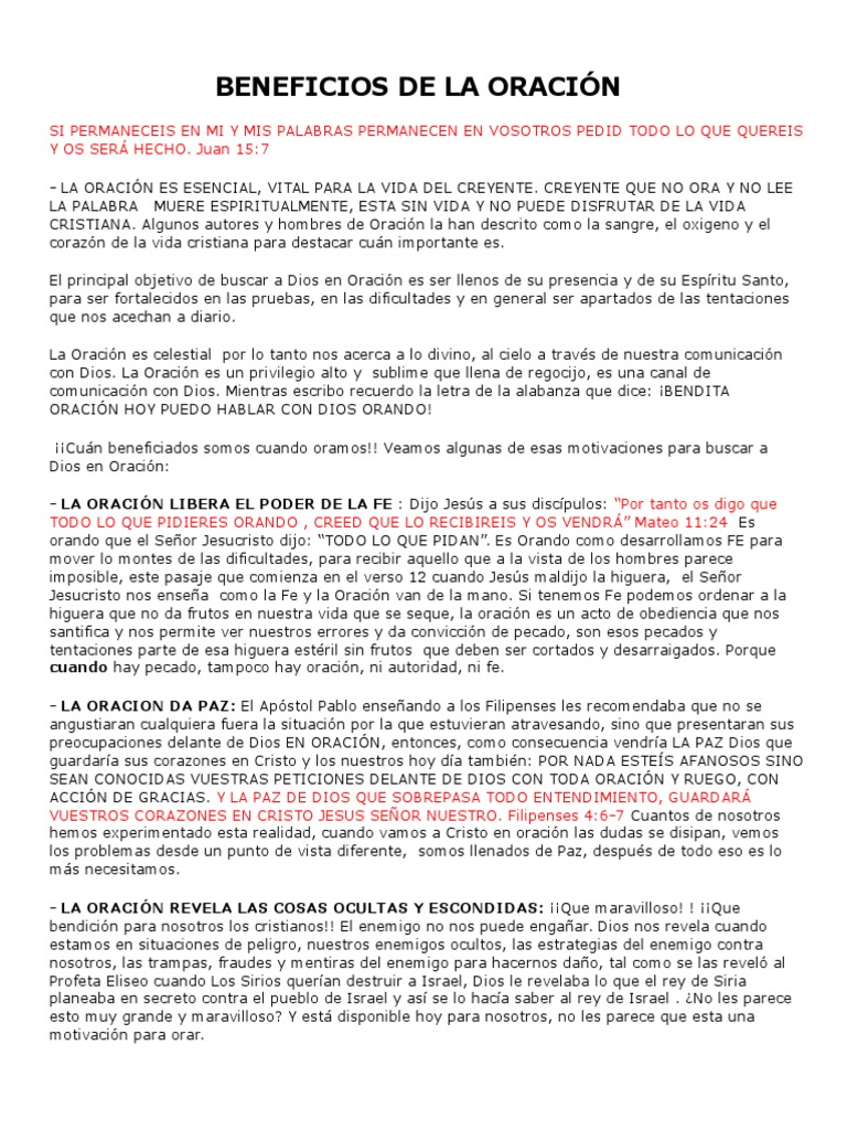 Beneficios de la Oración en la Fe | PDF | Oración | Fe