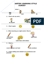 Kindergarten Learning Style Survey