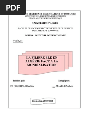 Filiere Ble En Algerie Face A La Mondialisation Economie Economie